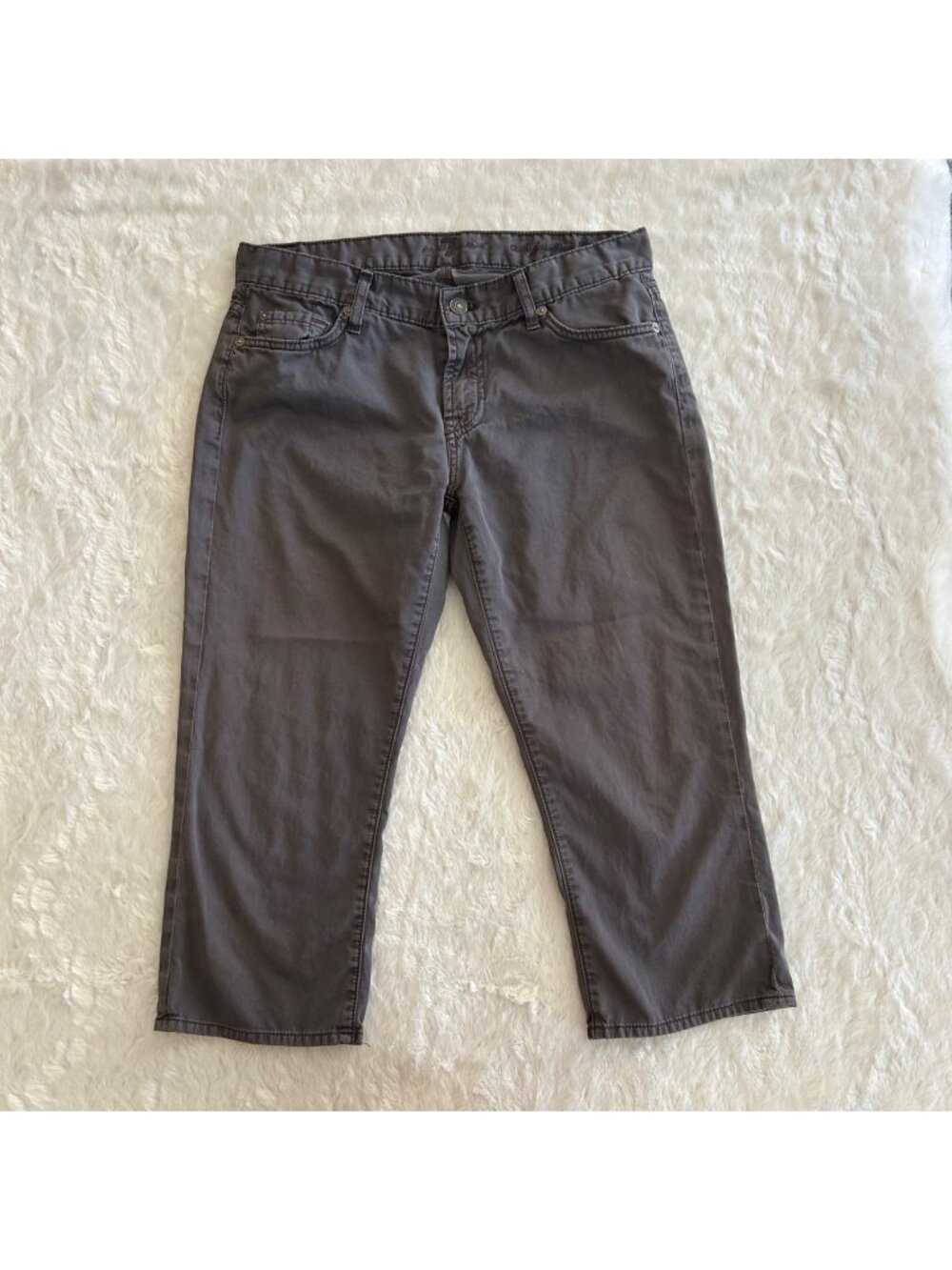 7FAM Crop Josephina Skinny Boyfriend Gray Capri Pants‎ Y2K Mid-Rise Size 26